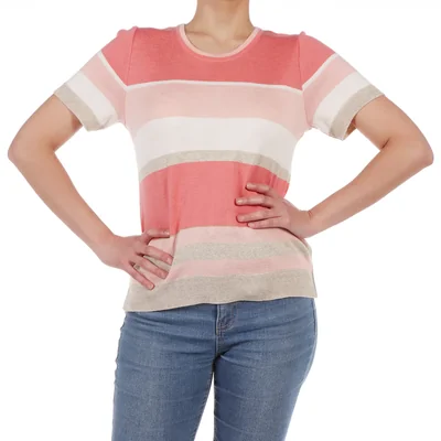 Blusa Rayada Cuello Redondo Manga Corta Vitos para Mujer