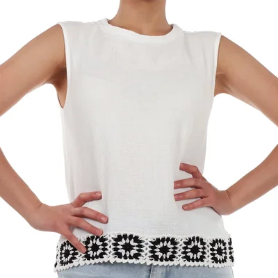 Top Sin Mangas con Detalle de Crochet Arqueology para Mujer