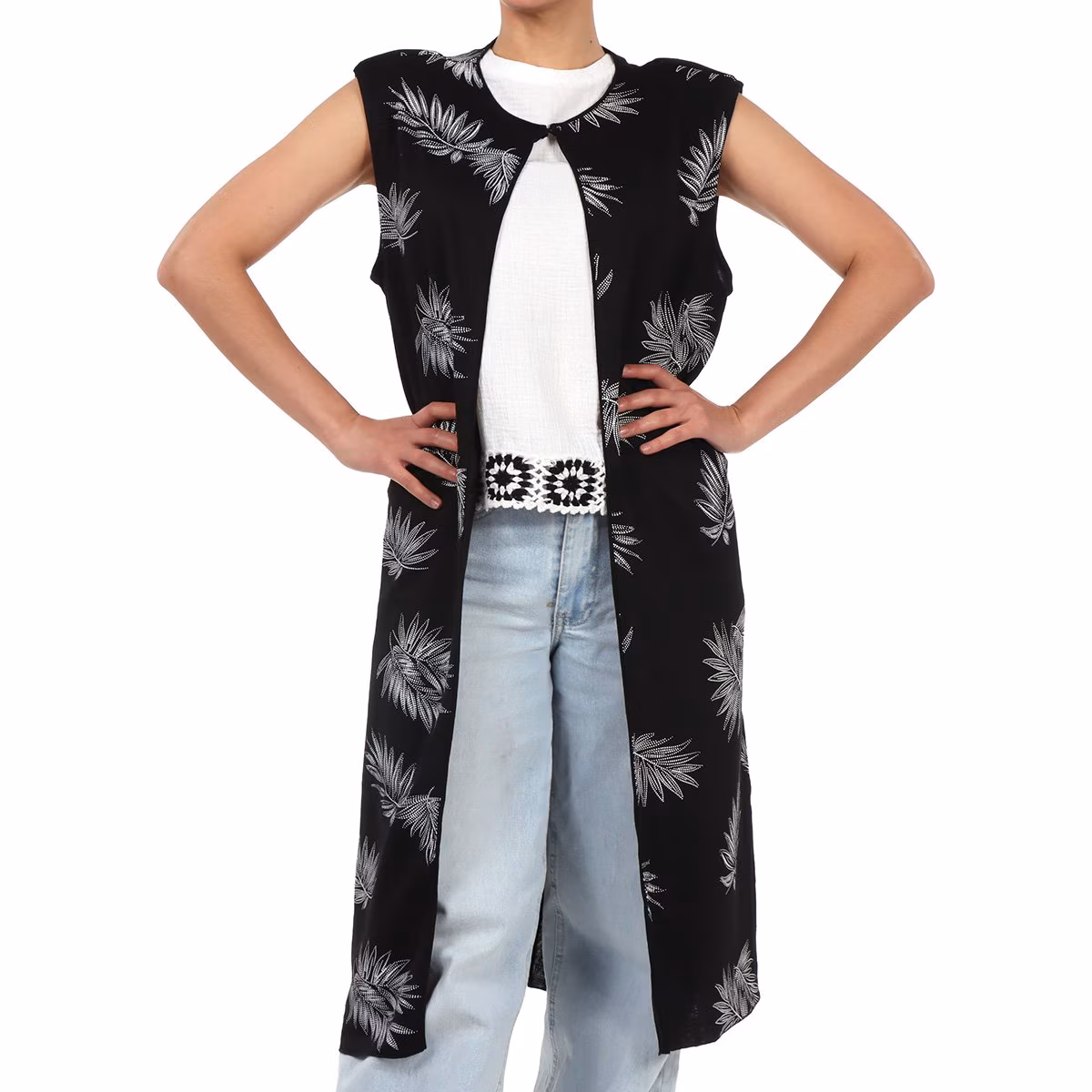 Chaleco Largo Estampado Casual Arqueology para Mujer