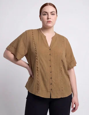 Blusa manga al codo para mujer