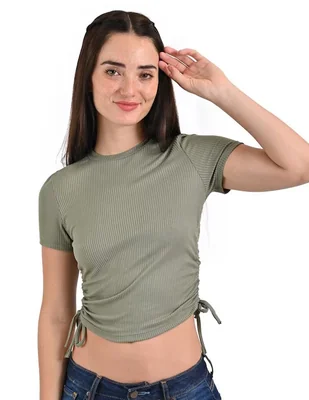 Playera manga corta cuello redondo para mujer