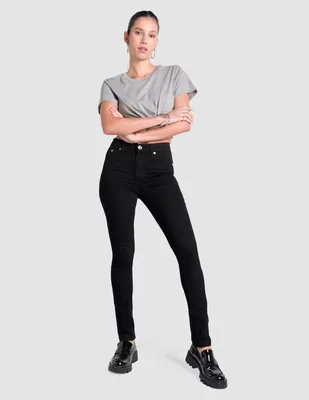 Jeans slim Passion Black corte cintura alta para mujer