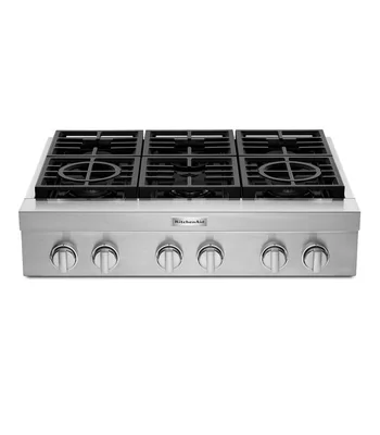 Parrilla de gas 6 quemadores en acero inoxidable