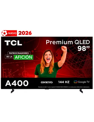 Pantalla smart tv tcl qled de 4k/uhd 98a400 con google tv