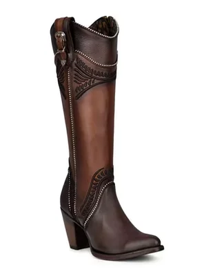 Bota abajo de la rodilla de piel para mujer