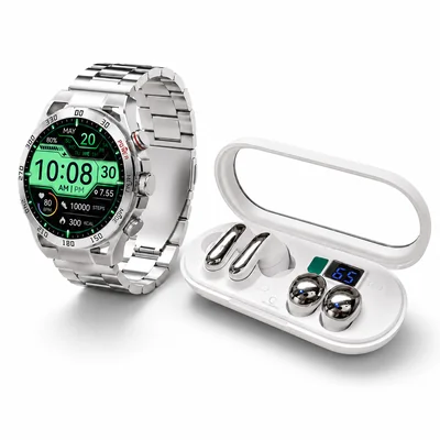 Smartwatch Filwans GTR (Plata) + Audífonos HH More T55 Pro & Mini TWS (Plata)