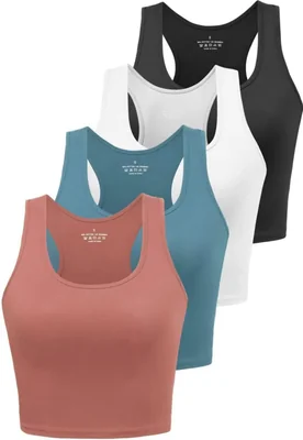 Top corto sin mangas Joviren pack de 4 de algodón y spandex