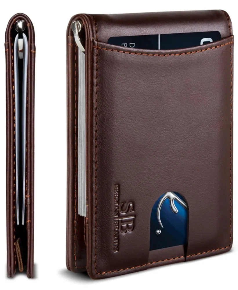 Cartera SERMAN BRANDS Bifold RFID de Cuero con Clip para Billetes