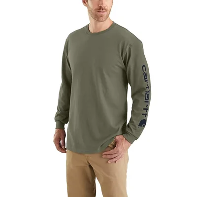 Camiseta Carhartt de manga larga corte holgado talla M color oliva polvo con logo