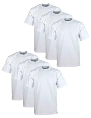 Camiseta Pro Club Hombre Talla Grande Alta Blanca Pack de 6 Algodón