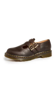 Mary Jane Dr. Martens talla 10 US Cuero Crazy Horse Marrón Oscuro