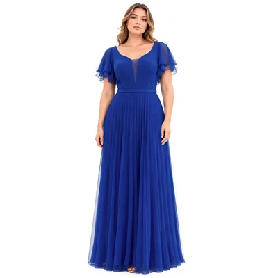 Vestido de Fiesta Largo con Olanes en Manga Eva Brazzi para Mujer