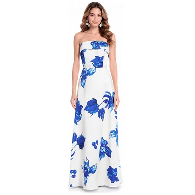 Vestido de Fiesta Straple con Estampado Floral Eva Brazzi para Mujer
