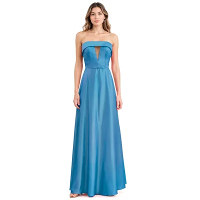Vestido de Fiesta Largo, Straple Liso Eva Brazzi para Mujer