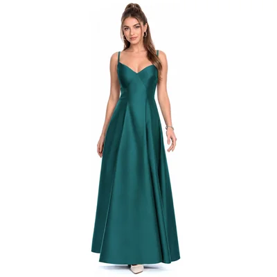 Vestido de Fiesta Largo Liso Eva Brazzi para Mujer
