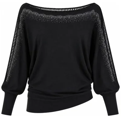 Suèter Vampiro Cuello Amplio con Pedrería Uk para Mujer