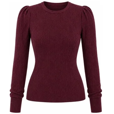 Suèter Cuello Redondo Hombro Plisado Uk para Mujer