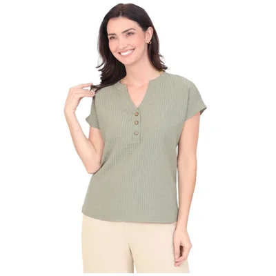 Blusa Texturizada Cuello V Duplan para Mujer