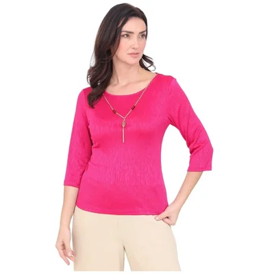Blusa Texturizada Cuello Redondo Duplan para Mujer