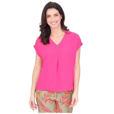 Blusa Lisa Cuello en V Duplan para Mujer