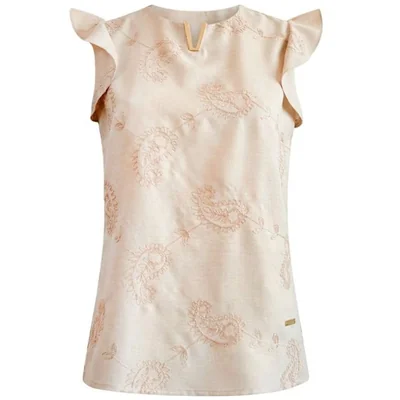 Blusa Bordada Escote Redondo Chaps para Mujer