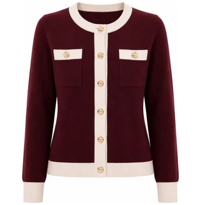 Suéter Cuello Redondo con Botones Uk para Mujer