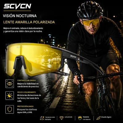 Gafas Sol Deportivas Polarizadas Visión Nocturna Lente Amarilla UV400 Ciclismo Motociclismo
