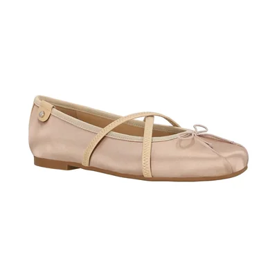 Balerina Tiras Cruzadas Westies Beige Aplicación Moño para Mujer