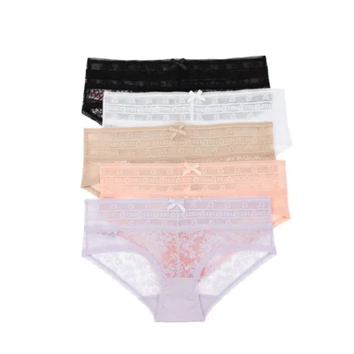 Panty Lili Pink Tipo Brasilera Multicolor Encaje Paqx5