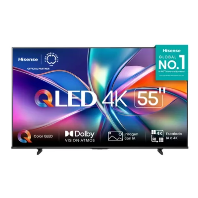Hisense Smart TV QLED 55QD6QV 55", 4K Ultra HD, Negro.