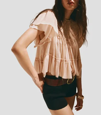 Blusa manga corta lisa Mujer
