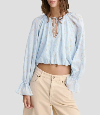 Blusa manga larga estampada Mujer