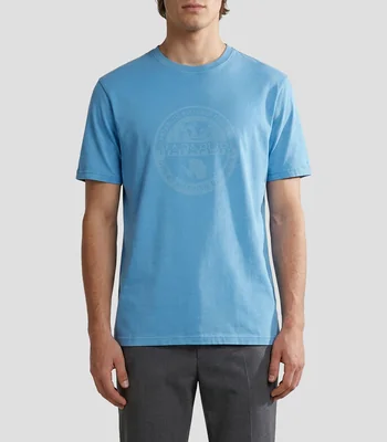 Playera cuello redondo manga corta con estampado Hombre