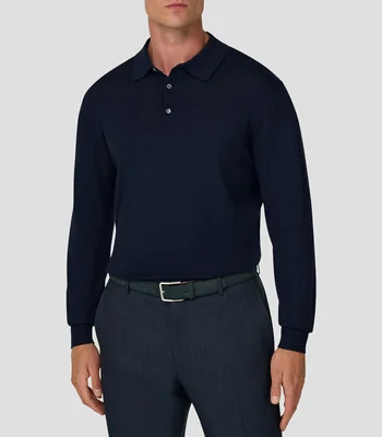 Suéter cuello camisero liso Hombre