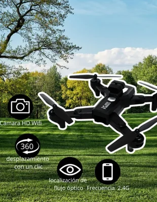 Mini Drone Negro Plegable Y107 Quadcopter Recargable Con Luces Y Doble Cámara Hd