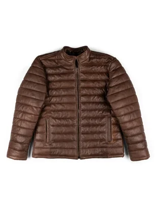 Chamarra acolchada de piel para hombre