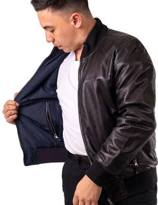 Chamarra casual impermeable de piel reversible para hombre