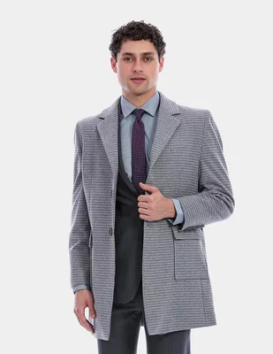 Abrigo con bolsillos estampado pata de gallo para hombre