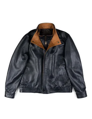 Chamarra casual de piel para hombre