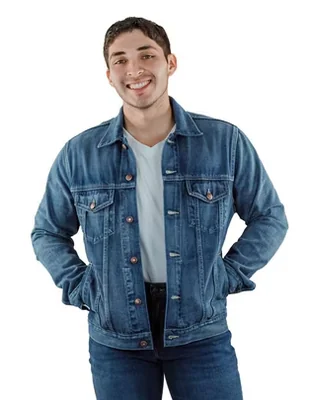 Chamarra casual de mezclilla con bolsillos para hombre