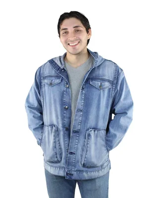 Chamarra casual de mezclilla con capucha para hombre