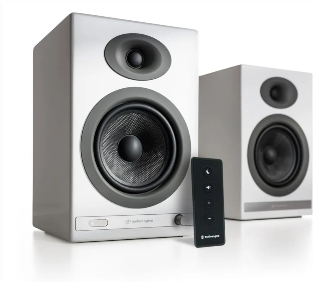 Parlantes Audioengine HD5 Bluetooth alimentados color blanco