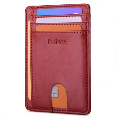 Cartera Buffway RFID Alaska Cherry Delgada Minimalista
