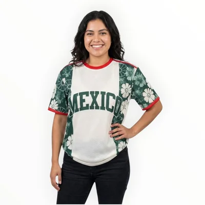 Jersey México Floral Playera Mujer De Malla Transpirable