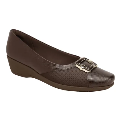 Zapato con Cuña Piccadilly Café con Aplicación Herraje para Mujer
