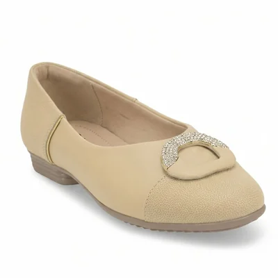 Balerina con Aplicación Herraje Piccadilly Hueso para Mujer