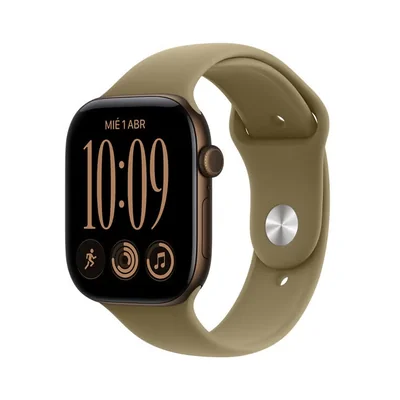 Apple Watch Series 12 (GPS) 46mm Aluminio Bronce Oscuro + Correa Deportiva Oliva - Talla M/L