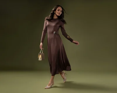 Vestido Casual Jennifer Lopez Chocolate Manga Larga para Mujer