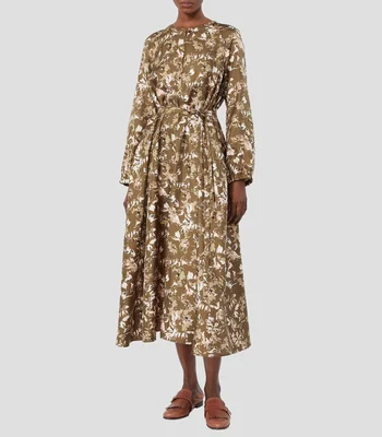 Vestido largo manga larga estampado Mujer