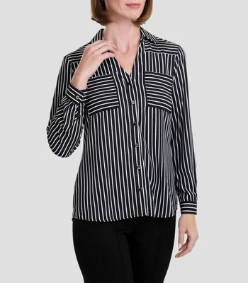Blusa a rayas manga larga Mujer